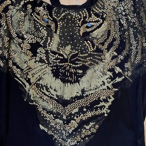 Size 6 black tiger dress Young Edwardian by Arpeja buttons down back